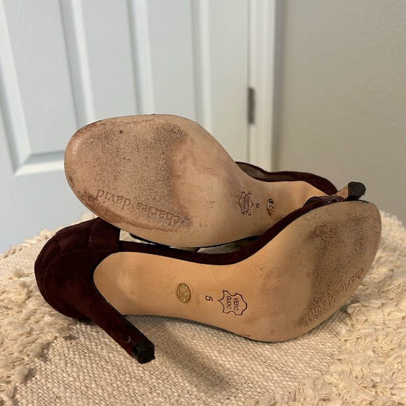 $75. Charles David strappy sandals, size 5, color Plum/snake. Great condition. - Picture 4 of 5